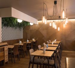 Interior of cozy restaurant