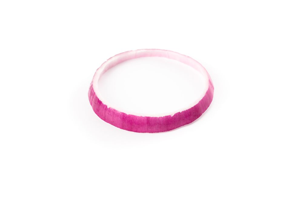 Ring of red onion isolated on plain background