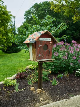 A "birdhouse" free library in Mineral Point, Wisconsin