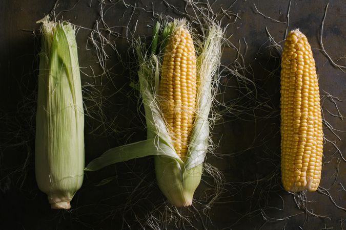 Phases of fresh corn peeling