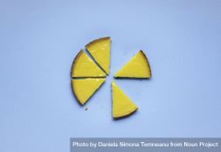 Slices of lemon pie on blue background 4mDed5