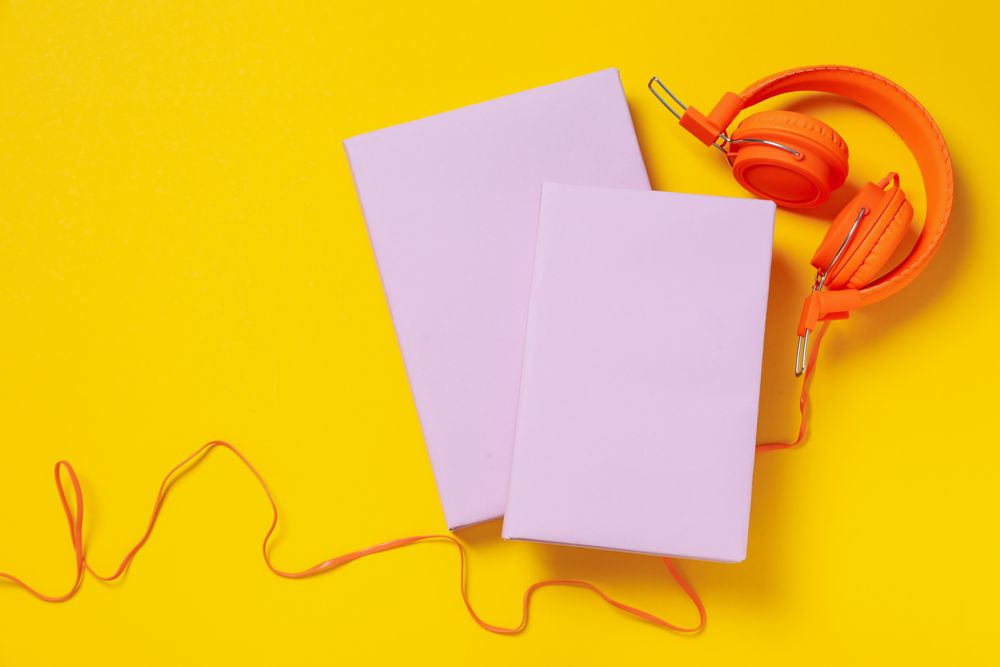 Concept of audio book, space for text