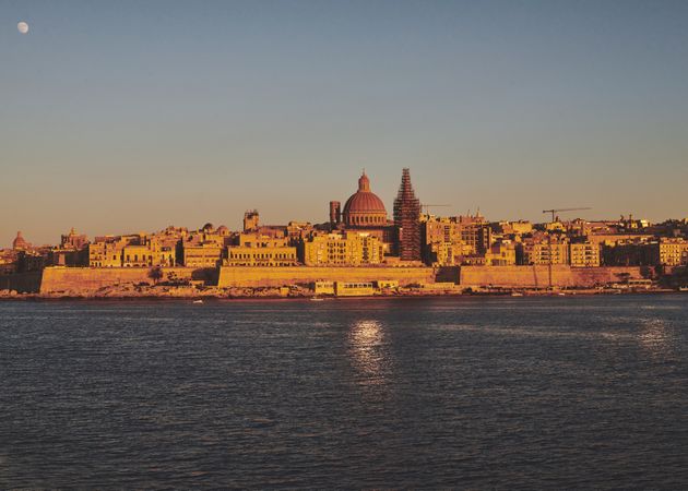 View of the city of Valetta seen from the Mediterranean Sea