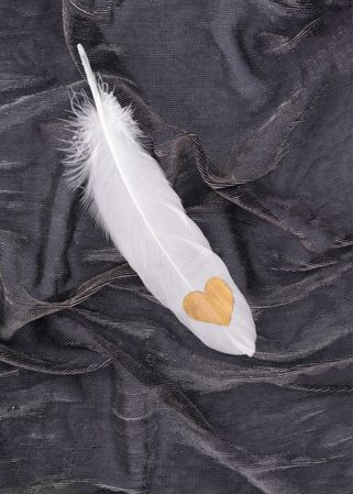 Light feather with heart at the end of it