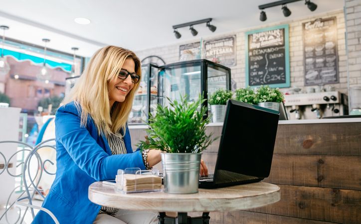 Businesswoman using the laptop