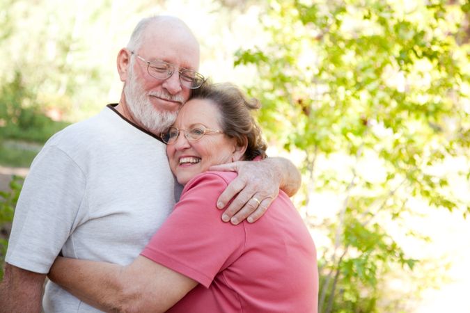 Loving Older Couple Outdoors