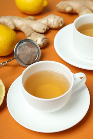Cold treatment, healthcare concept - tea with ginger