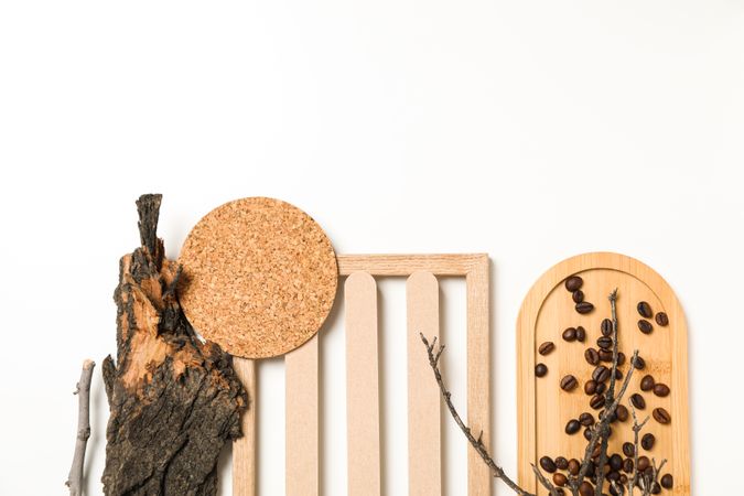 Flat lay of creative moodboard composition, space for text