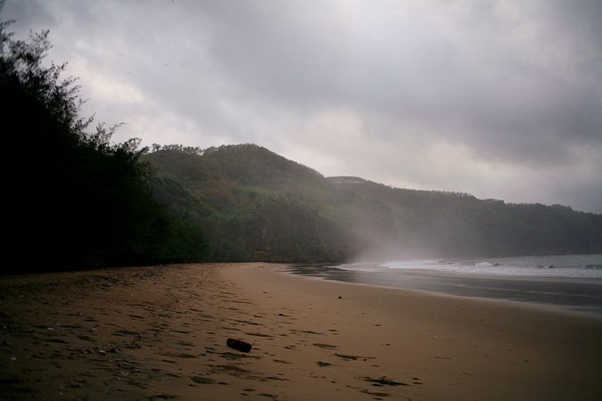 Foggy beach on an overcast morning