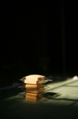 Stack of wafer cookies, vertical