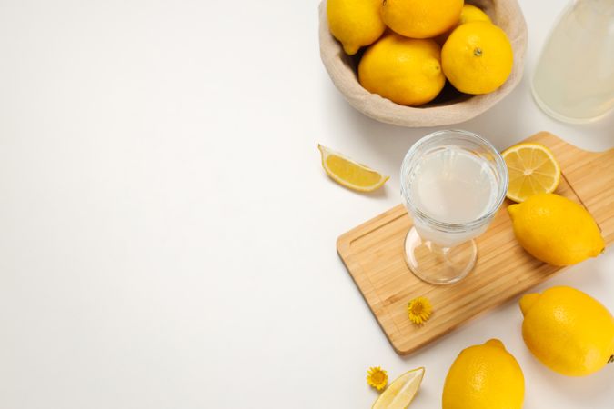 Concept of tasty drink, Limoncello, space for text