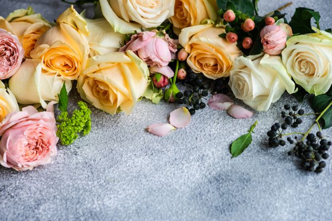 Flowers on concrete table