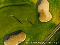 Golf course top view with players 4jkA8b