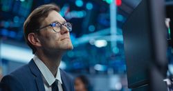 Portrait of an Adult Working in International Stock Exchange Company