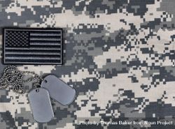 Memorial Day with US Flag and ID tags 4O9AJ0