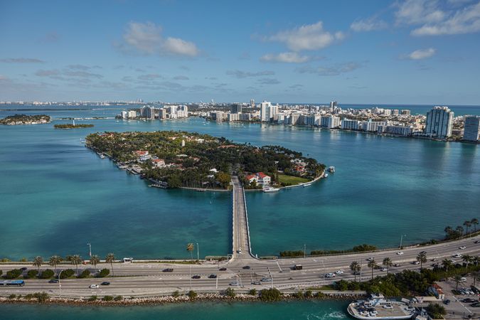 Aerial view of Jungle Island off coast of Miami