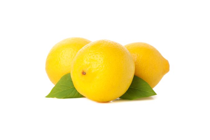 Fresh lemons isolated on light background. Ripe fruit