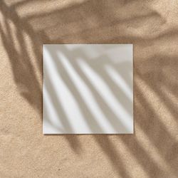 Sand with palm leaf shadows and central square