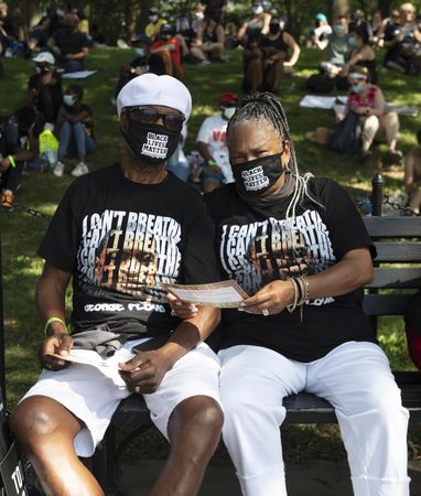 A mature couple wearing at a Black Lives Matter masks, Washington, D.C.