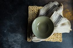 Top view of empty bowl on placemat