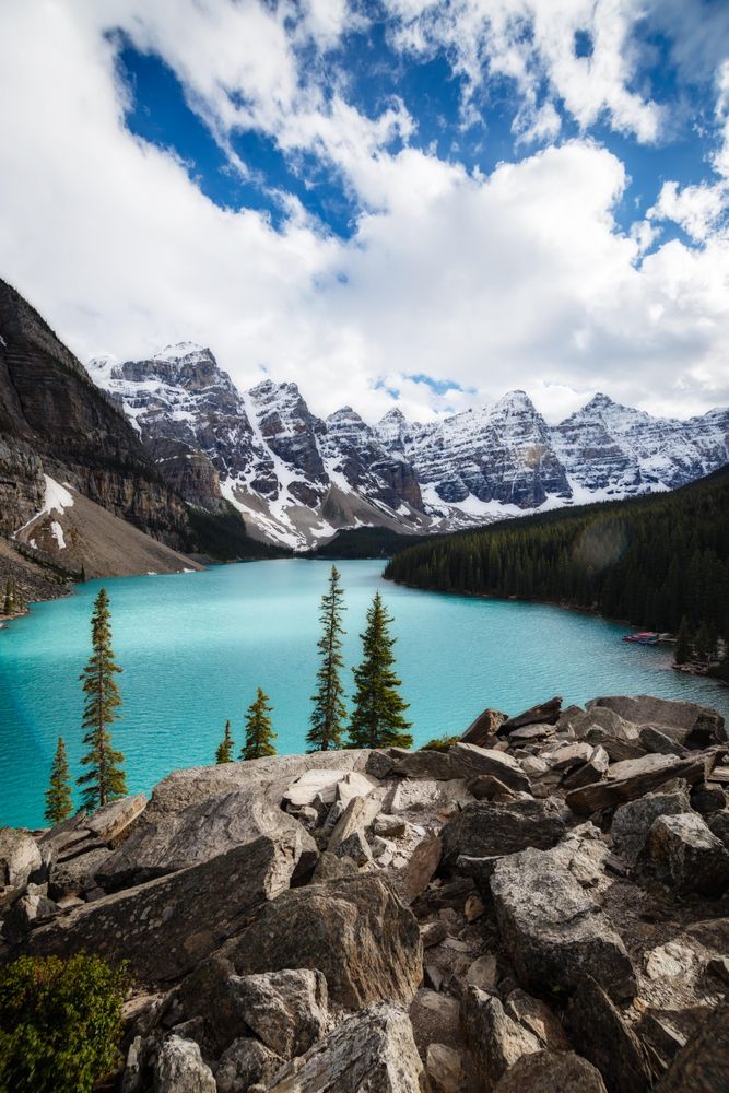 Calm lake between mountains