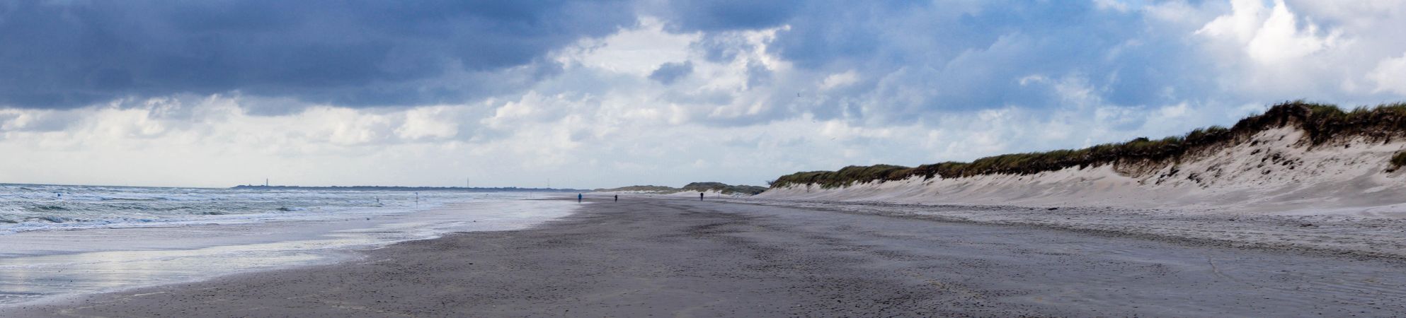 Beach view under cloudy sky