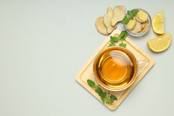 Cold treatment, healthcare concept - tea with ginger