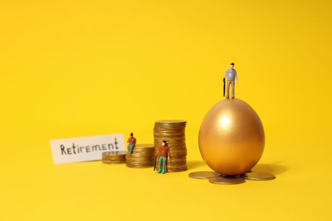 Concept of wealth and retirement - golden eggs