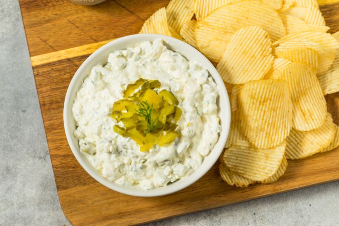 Creamy Pickle Dip with Mayo for an Appetizer