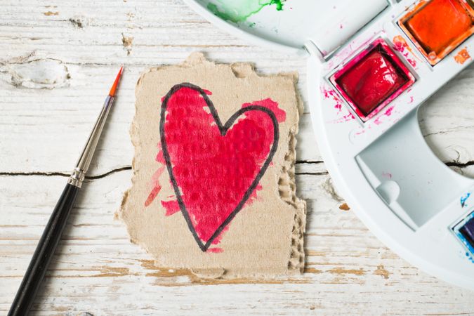 Love symbols hand painted in watercolor