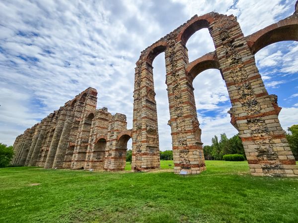 The Acueducto de los Milagros, Miraculous Aqueduct in Merida, Extremadura, Spain