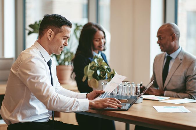 Group of people working in a modern open office