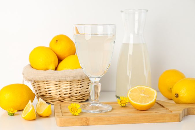 Concept of fresh summer drink - Limoncello cocktail