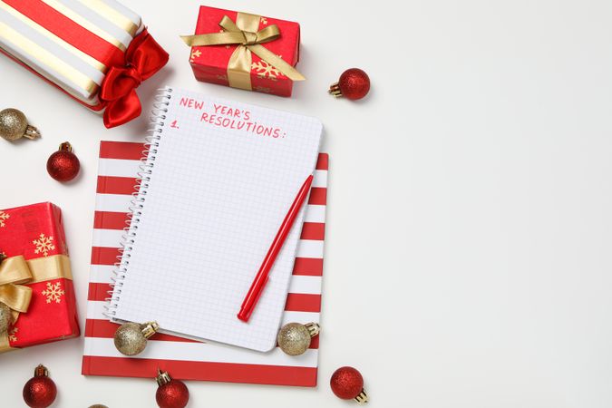 Concept of New Year Resolutions list, new year goals, space for text