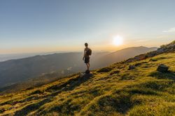 Man walking on the mountain
