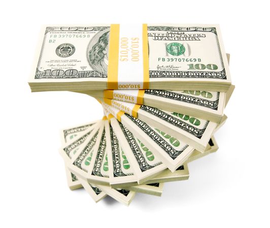 100 Thousand Dollar Spiral Stack of One Hundred Dollar Bills