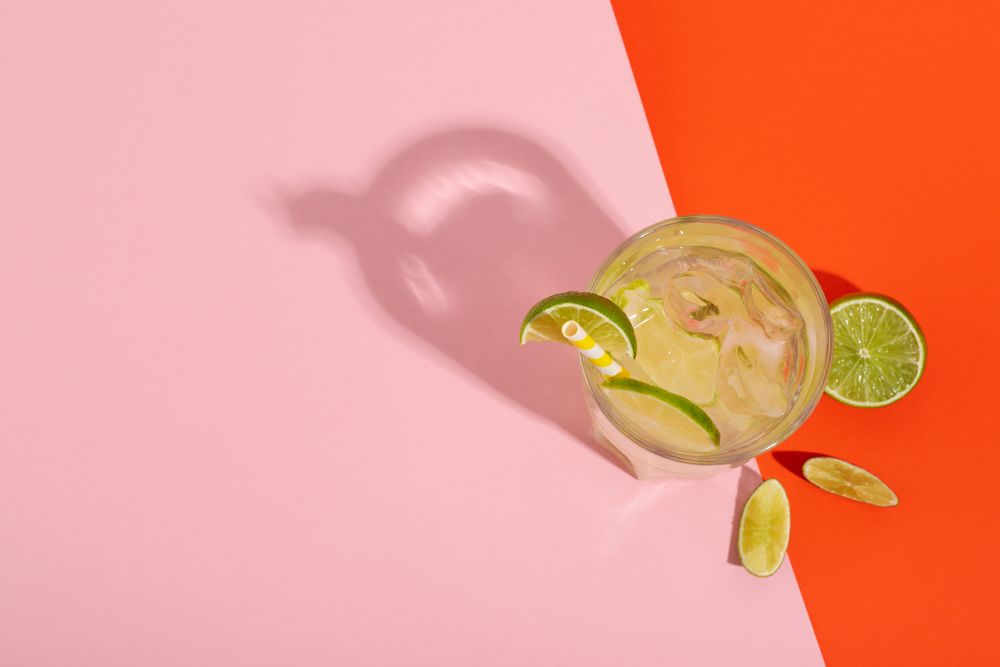 Glass of mojito, delicious fresh summer cocktail, space for text