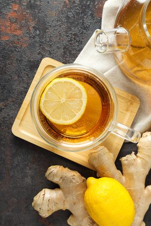 Cold treatment, healthcare concept - tea with ginger