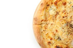 Tasty cheese pizza isolated on neutral background