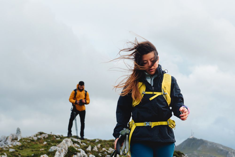 mountaineers hiking in the mountains