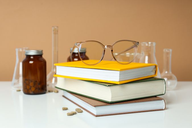 Medical literature concept - composition with different books