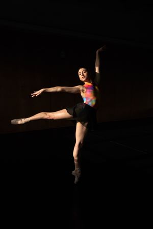 Warm-up and rehearsal of a professional ballet dancer
