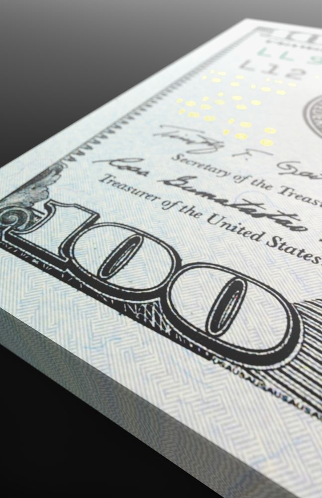 Ten Thousand Dollar Stack of One Hundred Dollar Bills Close-up Abstact.