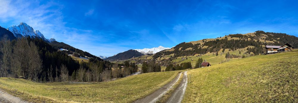 Panoramic view of scenic region of Rougemont, VD