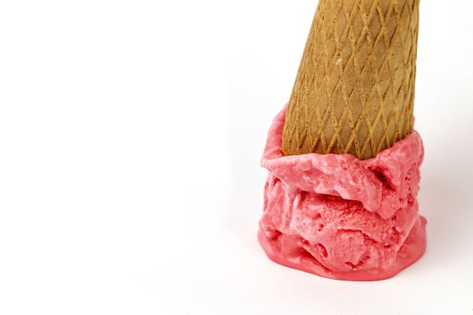 Dropped melting ice cream cone