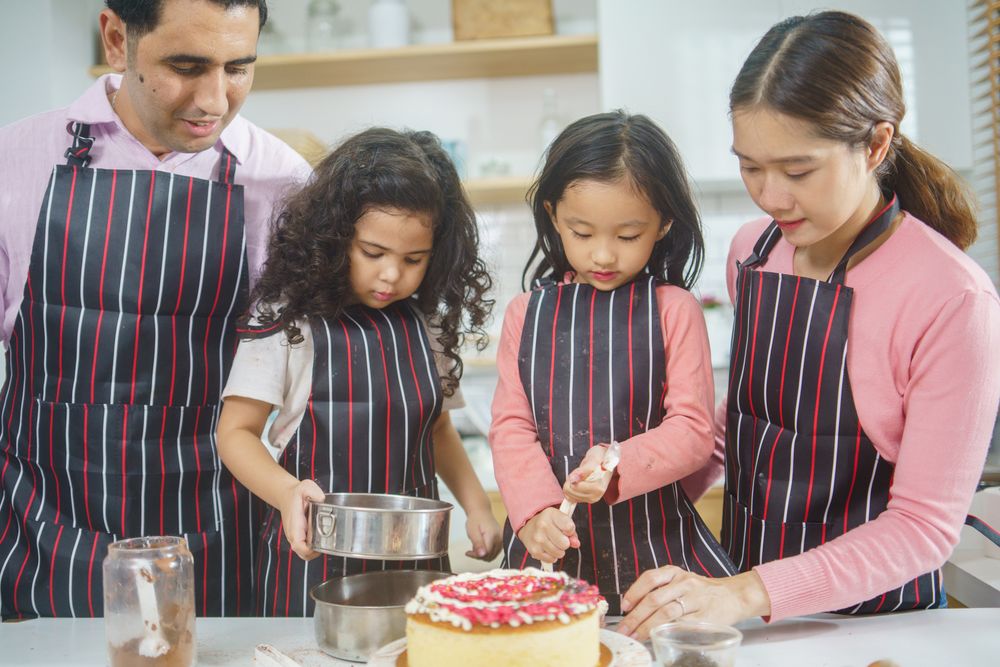 Family baking together in the kitchen