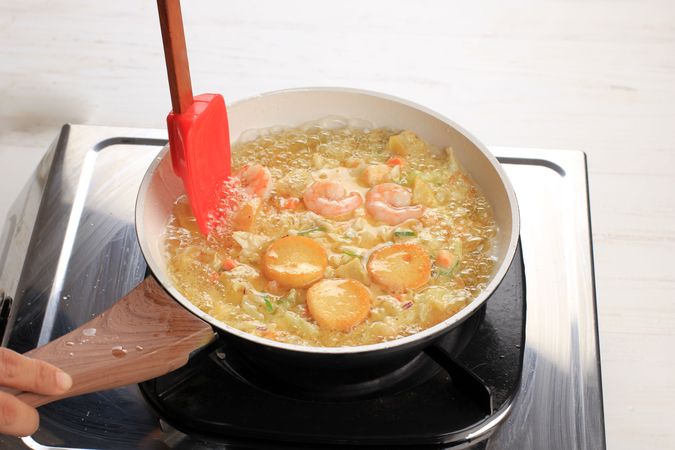 Making Seafood Pancake