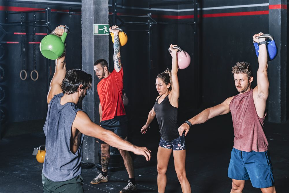 Concentrated muscular mates training in sport club