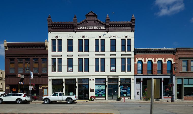 The old Creston House was formerly a hotel built in 1884 by Max Mohn, Council Bluffs, Iowa