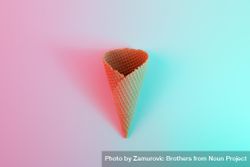 Ice cream waffle cone in vibrant bold gradient holographic colors 5njJA5